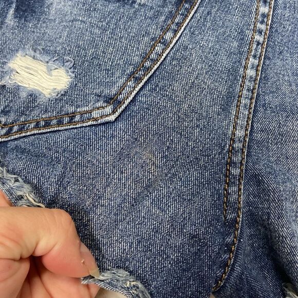 Free People Blue Jean Shorts Distressed Cut-Off size 25 - Picture 5 of 8